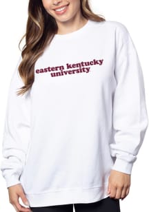 Eastern Kentucky Colonels Womens White Burnout Crew Sweatshirt