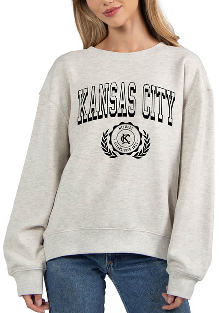 Kansas City Ash Grey Old School Long Sleeve Crew Sweatshirt