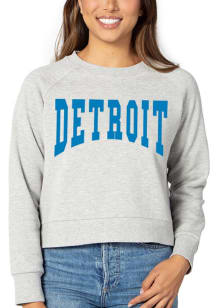 Detroit Heather Grey Boxy Raglan Crop Long Sleeve Crew Sweatshirt