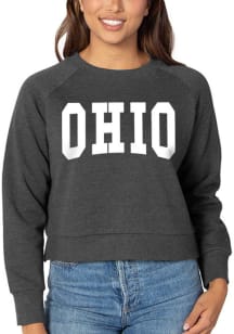 Ohio Black Boxy Raglan Crop Long Sleeve Crew Sweatshirt