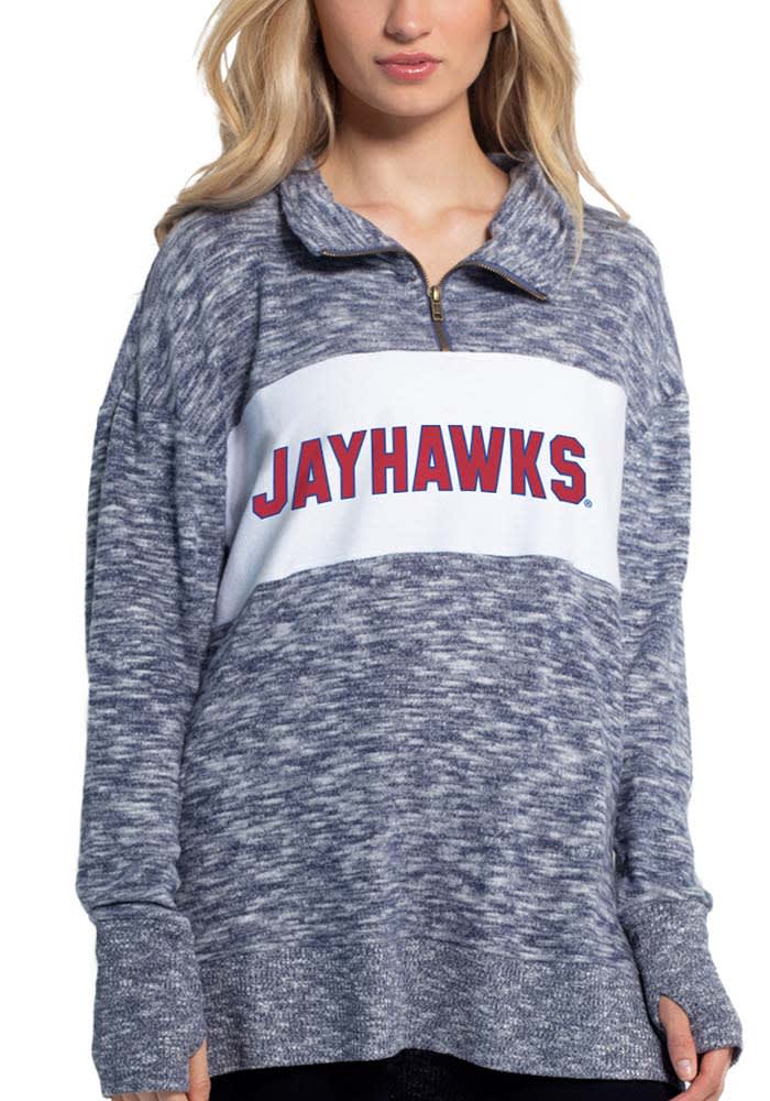 Kansas Jayhawks Womens Navy Blue Cozy 1/4 Zip Pullover