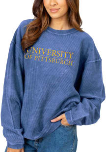 Pitt Panthers Womens Blue Corded Crew Sweatshirt
