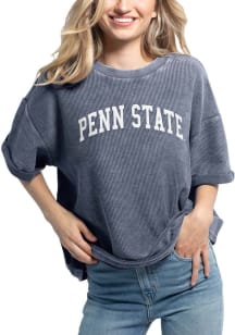 Penn State Nittany Lions Womens Navy Blue Corded Throwback Short Sleeve T-Shirt