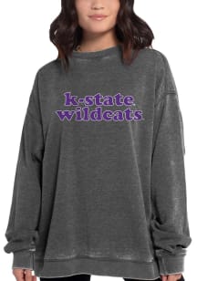 K-State Wildcats Womens Charcoal Campus Crew Sweatshirt