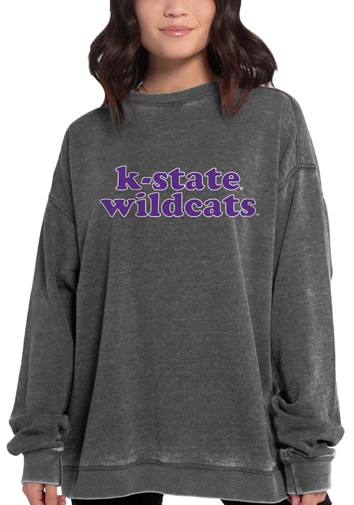 K-State Wildcats Womens Charcoal Campus Crew Sweatshirt