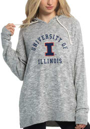 Illinois Fighting Illini Womens Grey Cozy Tunic Hooded Sweatshirt