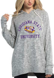 LSU Tigers Womens Grey Cozy Tunic Hooded Sweatshirt