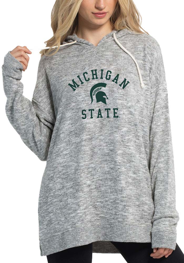 Michigan State Spartans Womens Grey Cozy Tunic Hooded Sweatshirt