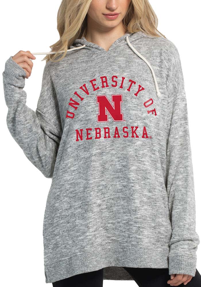 Nebraska Cornhuskers Womens Grey Cozy Tunic Hooded Sweatshirt
