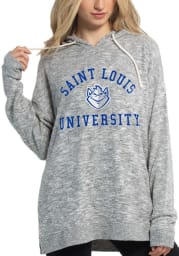 Saint Louis Billikens Womens Grey Cozy Tunic Hooded Sweatshirt