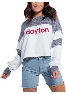 Dayton Flyers Womens White Cozy Colorblock LS Tee