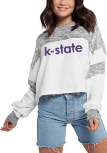 K-State Wildcats Womens White Cozy Colorblock LS Tee