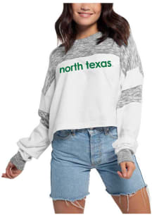 North Texas Mean Green Womens White Cozy Colorblock LS Tee