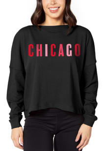Chicago Black Boxy Long Sleeve Crop T-Shirt