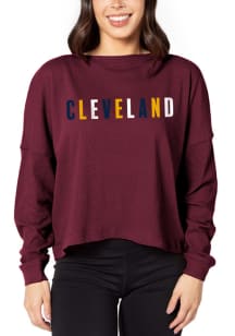 Cleveland Maroon Boxy Long Sleeve Crop T-Shirt