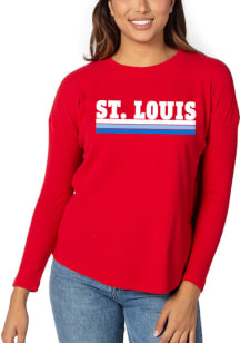 St. Louis Red Modern Long Sleeve Crew Pullover