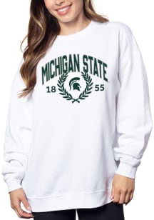 Michigan State Spartans Womens White Campus Crew Sweatshirt