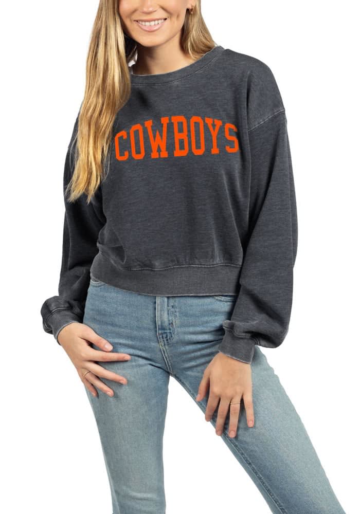 Osu Cowboys B Design Long Sleeve Crop Hoodie Black Black / Medium