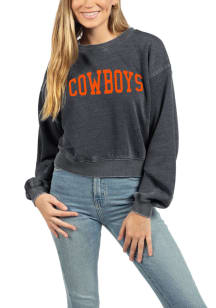 Oklahoma State Cowboys Womens Black Campus Crop Crew Sweatshirt