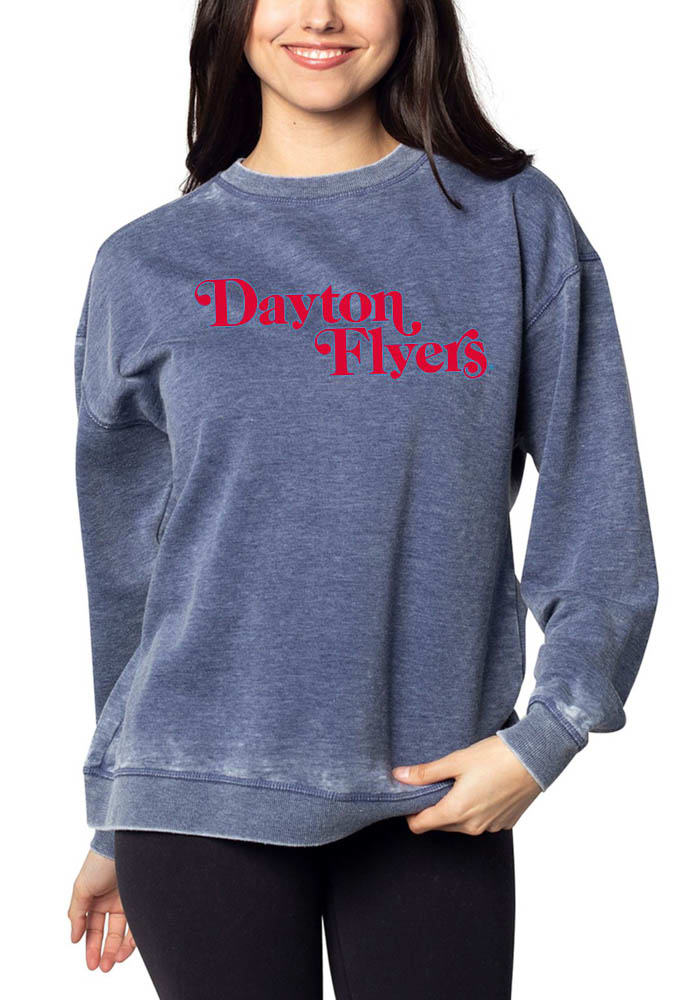 Dayton Flyers Womens Navy Blue Script Campus Crew Sweatshirt