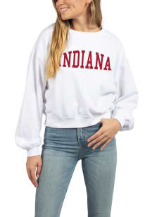 Indiana Hoosiers Womens White Campus Crop Crew Sweatshirt