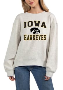 Womens Grey Iowa Hawkeyes Old School Crew Sweatshirt