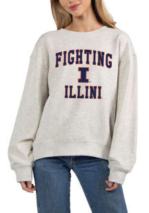 Illinois Fighting Illini Womens Grey Old School Crew Sweatshirt