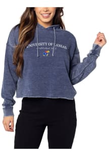 Kansas Jayhawks Womens Navy Blue Campus Hooded Sweatshirt