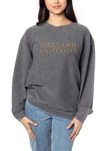 Oakland University Golden Grizzlies Womens Charcoal Corded Crew Sweatshirt