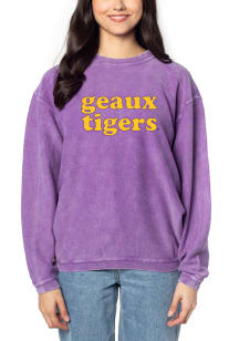 LSU Tigers Womens Purple Corded Crew Sweatshirt