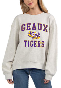 LSU Tigers Womens Grey Throwback Crew Sweatshirt