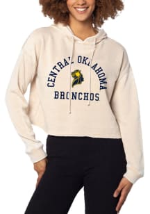 Central Oklahoma Bronchos Womens Oatmeal Campus crop Hooded Sweatshirt