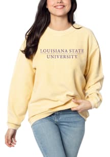 LSU Tigers Womens Gold Corded Crew Sweatshirt