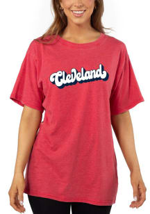 Cleveland Womens Red Graphic Short Sleeve T-Shirt