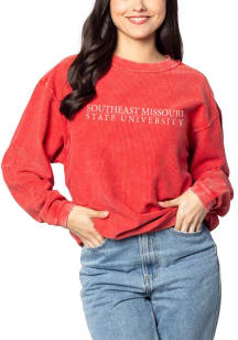 Southeast Missouri State Redhawks Womens Red Corded Crew Sweatshirt