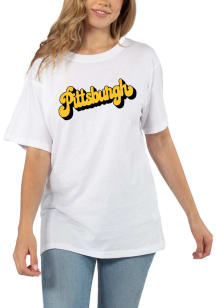 Pittsburgh Womens White Graphic Short Sleeve T-Shirt