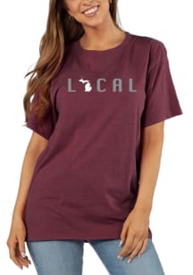 Michigan Womens Maroon Graphic Short Sleeve T-Shirt