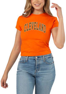 Cleveland Womens Orange Graphic Short Sleeve T-Shirt