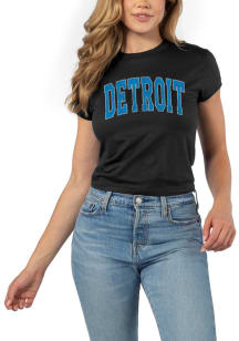 Detroit Womens Black Graphic Short Sleeve T-Shirt