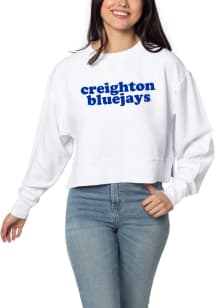 Creighton Bluejays Womens White Corded Boxy Crew Sweatshirt