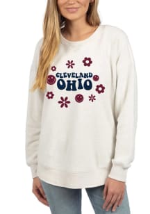 Cleveland Womens White Graphic Crew Sweatshirt