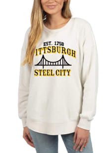 Pittsburgh Womens White Graphic Crew Sweatshirt