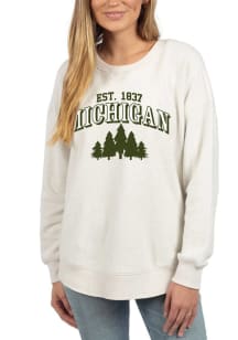 Michigan Womens White Graphic Crew Sweatshirt