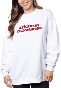 Arkansas Razorbacks Womens White Campus Crew Sweatshirt