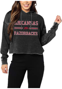 Arkansas Razorbacks Womens Charcoal Campus Crop Hooded Sweatshirt