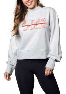 Womens Ash Illinois Fighting Illini Hailey Crew Sweatshirt