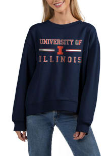Illinois Fighting Illini Womens Navy Blue Old School Crew Sweatshirt