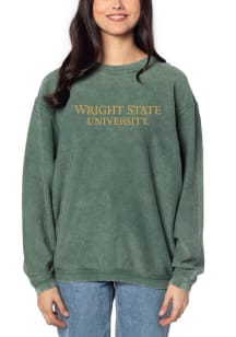 Wright State Raiders Womens Green Corded Crew Sweatshirt