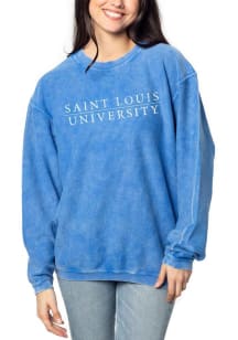 Saint Louis Billikens Womens Blue Corded Crew Sweatshirt
