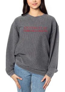 Nebraska Cornhuskers Womens Black Corded Crew Sweatshirt
